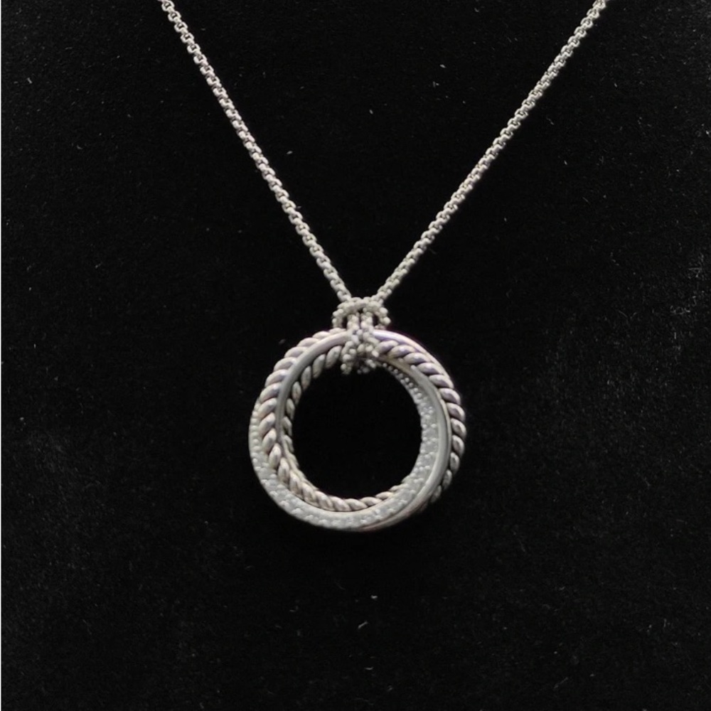 Authentic David Yurman Crossover Pavé Diamond Necklace